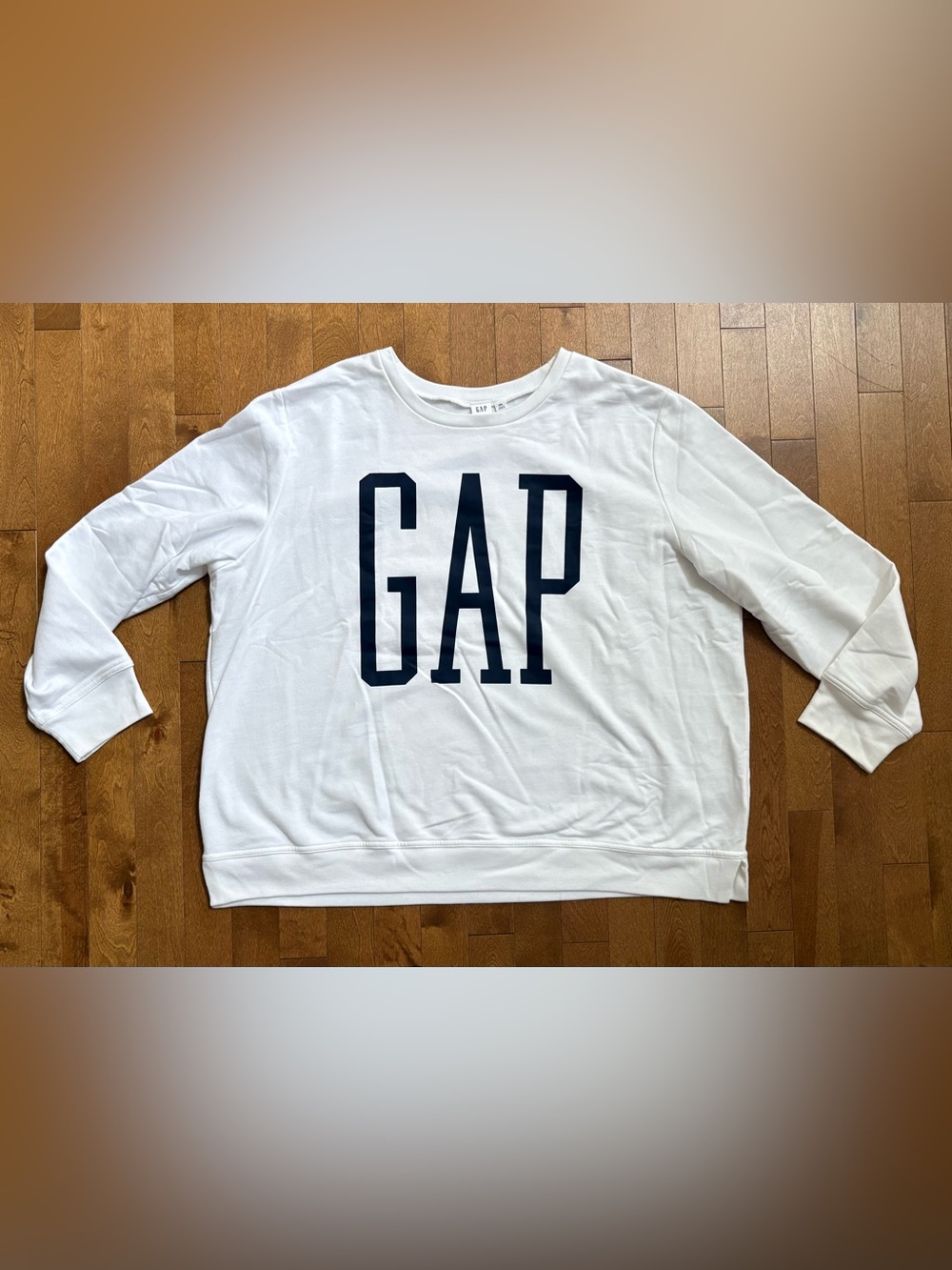 GAP Block Logo Crewneck Oversized Fleece Sweatshirt White – XXL